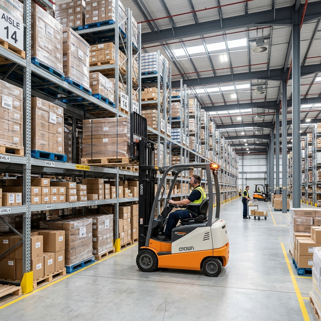 Logística de almacenes y transporte industrial